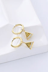 18K Gold Plated Cubic Zirconia Triangle Drop Earrings - Shah S. Sahota