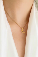 18K Gold Plated Inlaid Zircon Moon Pendant Necklace - Shah S. Sahota