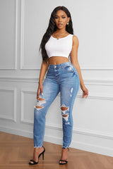 Raw Cut Frayed Hem Jeans - Shah S. Sahota