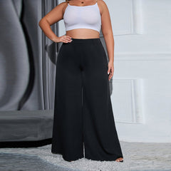 Plus Size Black High Rise Wide Leg Pants - Shah S. Sahota