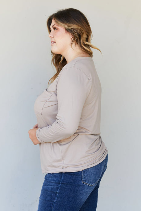 Zenana Doing it All Full Size Brushed DTY Microfiber Pocket Tee - Shah S. Sahota