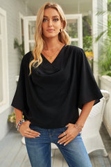 Cowl Neck Three-Quarter Sleeve Blouse - Shah S. Sahota
