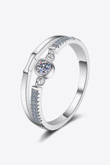 Moissanite Cutout Rhodium-Plated Ring - Shah S. Sahota