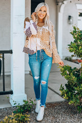 Leopard Patchwork Tied Flare Sleeve Blouse - Shah S. Sahota