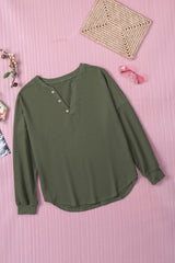 Button Detail Curved Hem Top - Shah S. Sahota