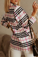 Lapel Long Sleeve Plaid Blaze - Shah S. Sahota