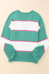 Color Block Buttoned V-Neck Sweater - Shah S. Sahota