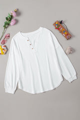 Button Detail Curved Hem Top - Shah S. Sahota