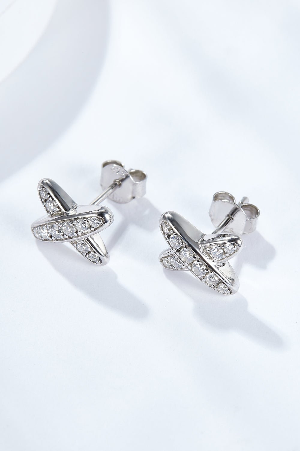 925 Sterling Silver X-Shape Moissanite Earrings - Shah S. Sahota