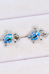 Opal Turtle Platinum-Plated Stud Earrings - Shah S. Sahota