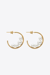 Can't Stop Your Shine Pearl C-Hoop Earrings - Shah S. Sahota