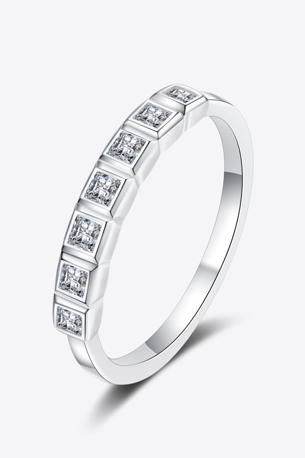 Moissanite Rhodium-Plated Half-Eternity Ring - Shah S. Sahota