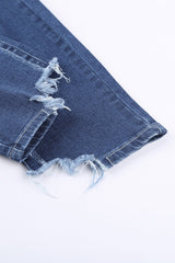 High-Rise Distressed Hem Detail Jeans - Shah S. Sahota