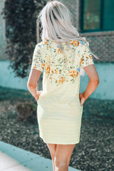 Floral Striped Short Sleeve Round Neck T-Shirt Dress - Shah S. Sahota