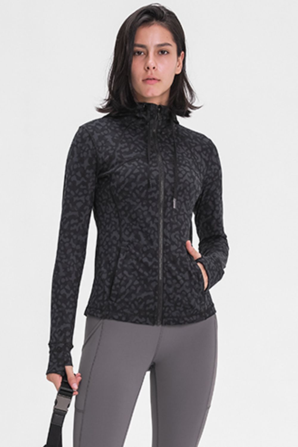 Drawstring Detail Zip Up Sports Jacket with Pockets - Shah S. Sahota