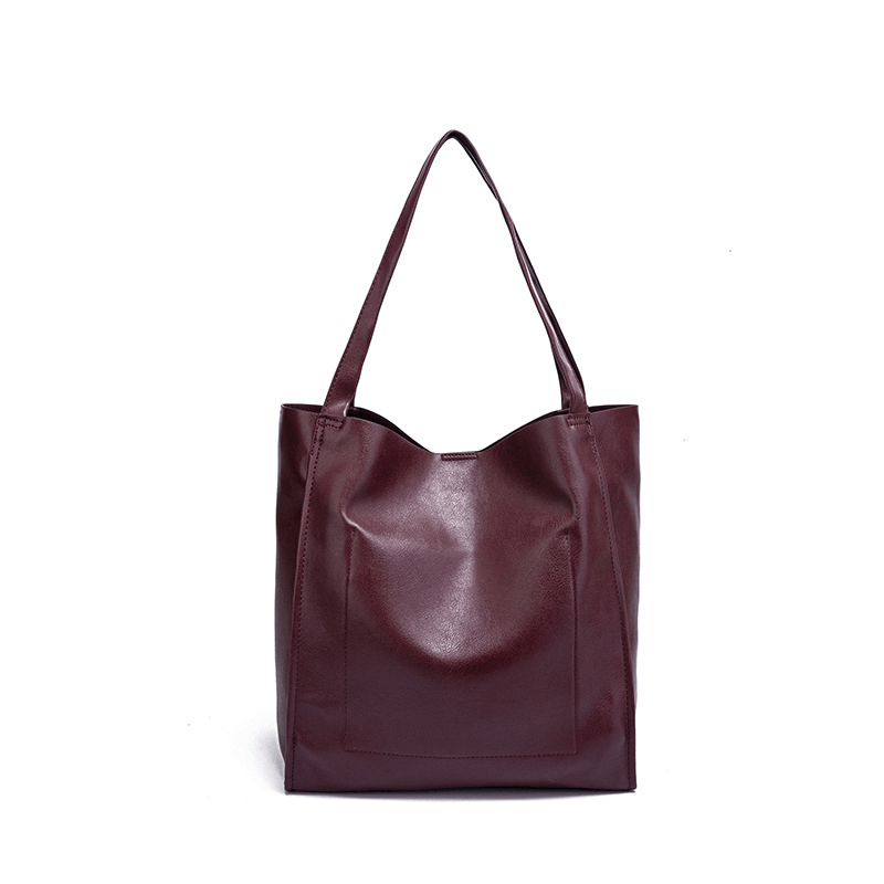 Retro Large Capacity Waxy Leather Tote Bag - Shah S. Sahota
