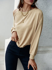 Cold-Shoulder Ribbed Trim Sweatshirt - Shah S. Sahota