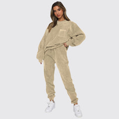 Corduroy Crew Neck Pullover Long Sleeve Sweatshirts & TiePants Two-Piece Sets - Shah S. Sahota