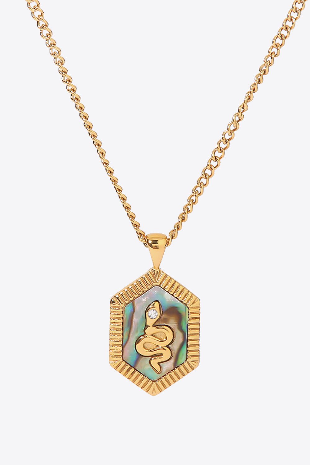 18K Gold Plated Snake Geometric Pendant Necklace - Shah S. Sahota