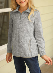 Kids Quarter-Zip Collar Sweatshirt with Kangaroo Pocket - Shah S. Sahota