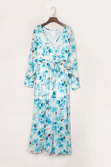 Floral Surplice Split Tie Waist Maxi Dress - Shah S. Sahota