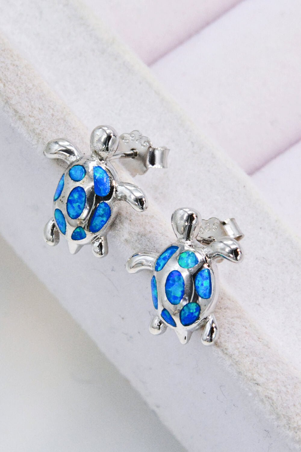 Opal Turtle Platinum-Plated Stud Earrings - Shah S. Sahota