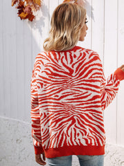 Zebra Print Button Down Cardigan - Shah S. Sahota