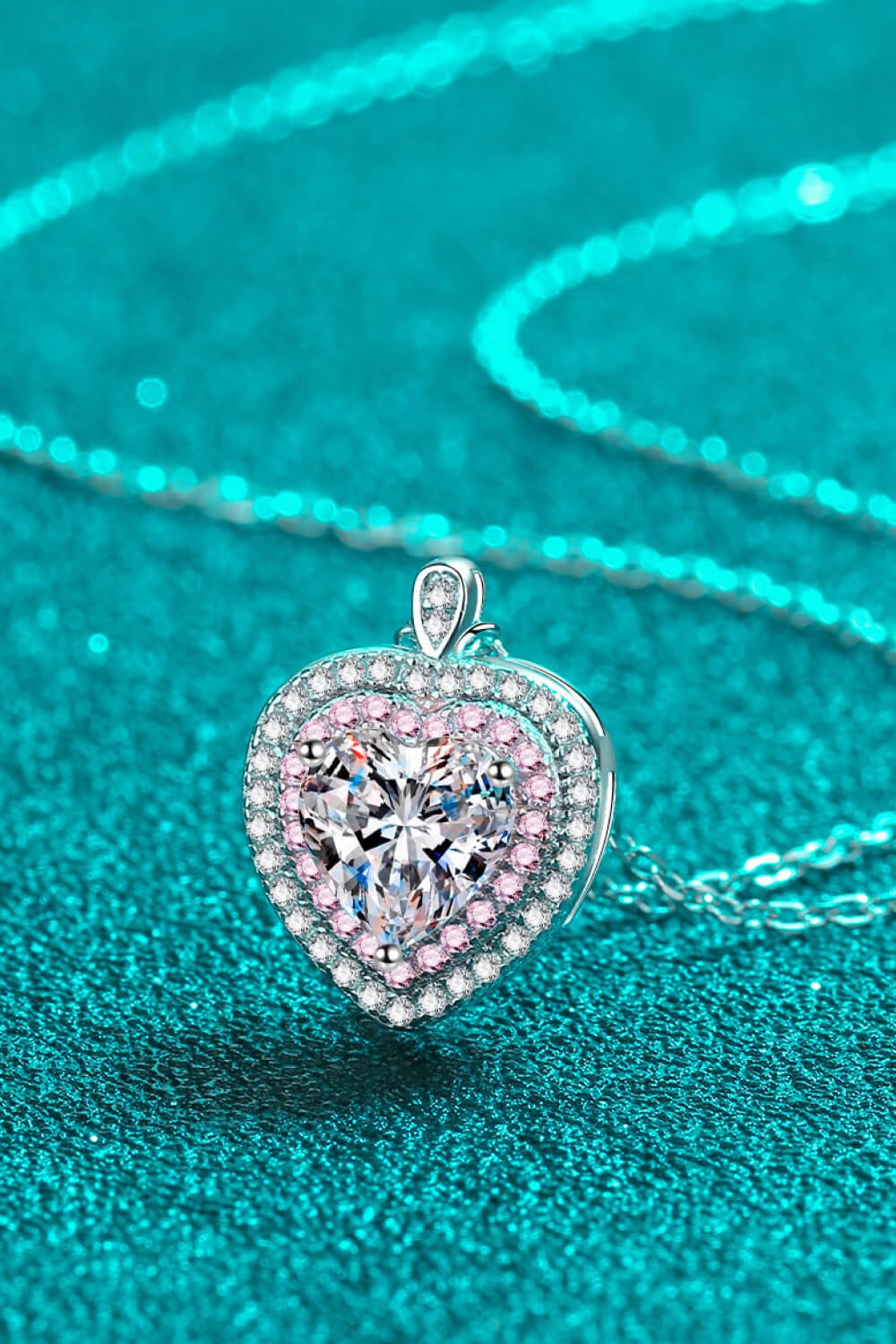 925 Sterling Silver 1 Carat Moissanite Heart Pendant Necklace - Shah S. Sahota