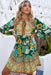 Floral Puff Sleeve Tie-Neck Mini Dress - Shah S. Sahota