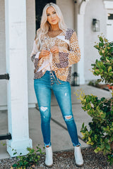 Leopard Patchwork Tied Flare Sleeve Blouse - Shah S. Sahota