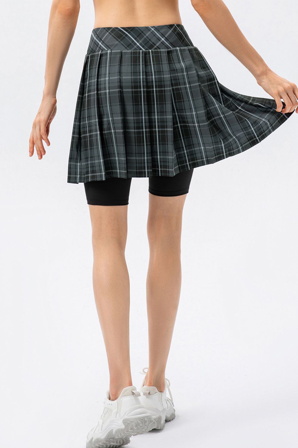 Plaid Faux Layered Sports Culottes - Shah S. Sahota