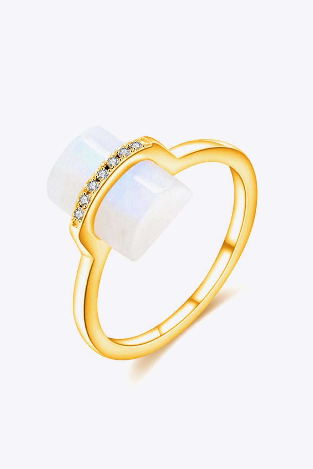 Natural Moonstone Platinum-Plated Ring - Shah S. Sahota