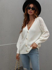 Rib-Knit Plunge Raglan Sleeve Cardigan - Shah S. Sahota