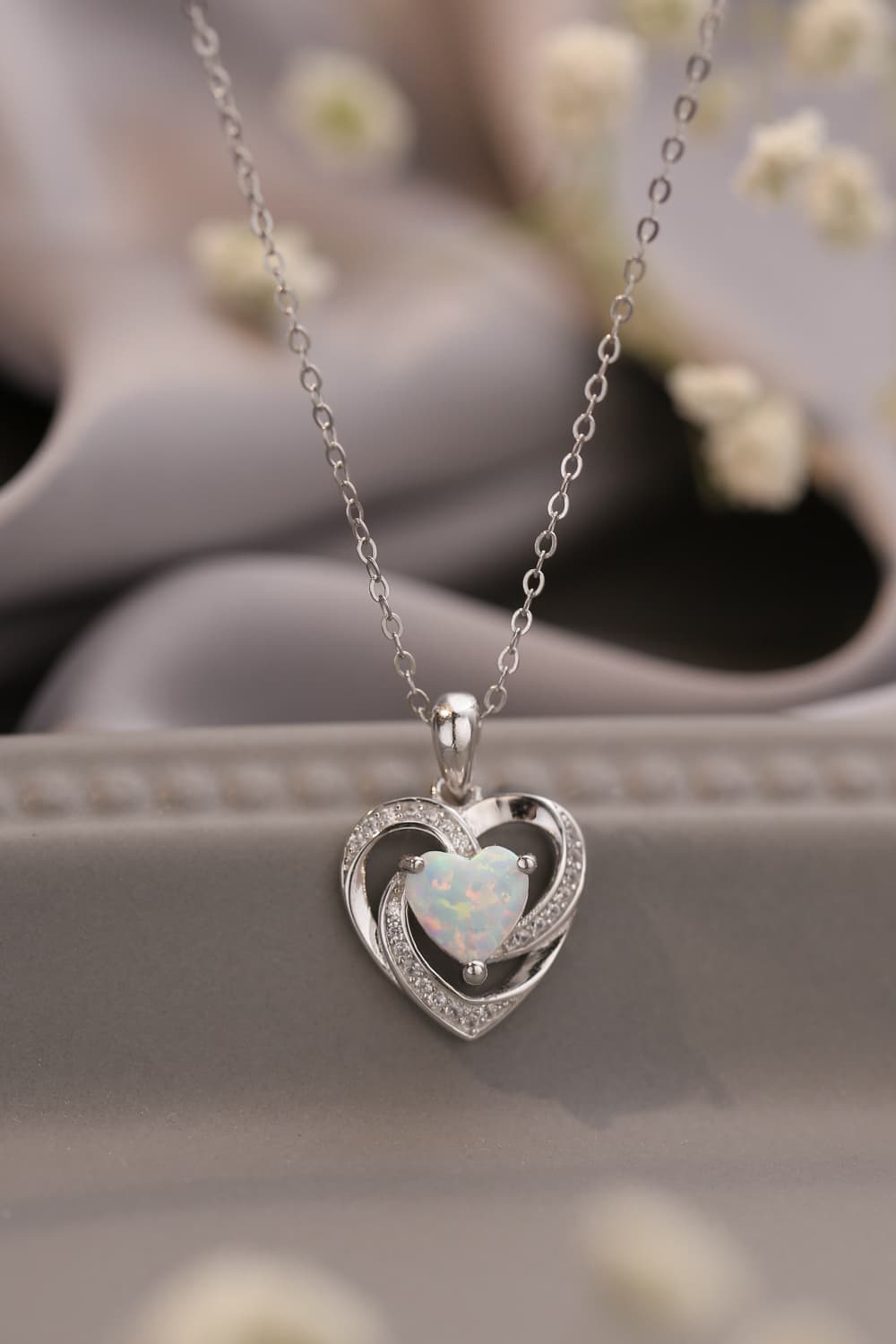 Opal Heart Pendant Necklace - Shah S. Sahota