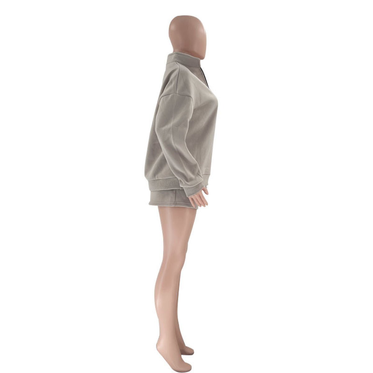 Stand-Up Collar Zipper Pullover Long-Sleeved Sweatshirts & Tie Shorts Lounge Sets - Shah S. Sahota