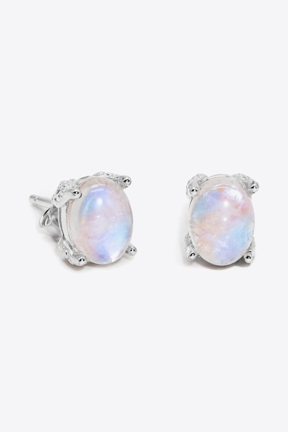 Natural Moonstone 4-Prong Stud Earrings - Shah S. Sahota