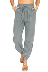 Drawstring Elastic Waist Joggers With Pockets - Shah S. Sahota
