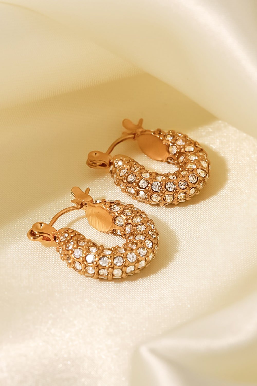 18K Gold Plated Inlaid Zircon Hoop Earrings - Shah S. Sahota