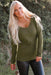 Studded Grommet V-Neck Long Sleeve Top - Shah S. Sahota