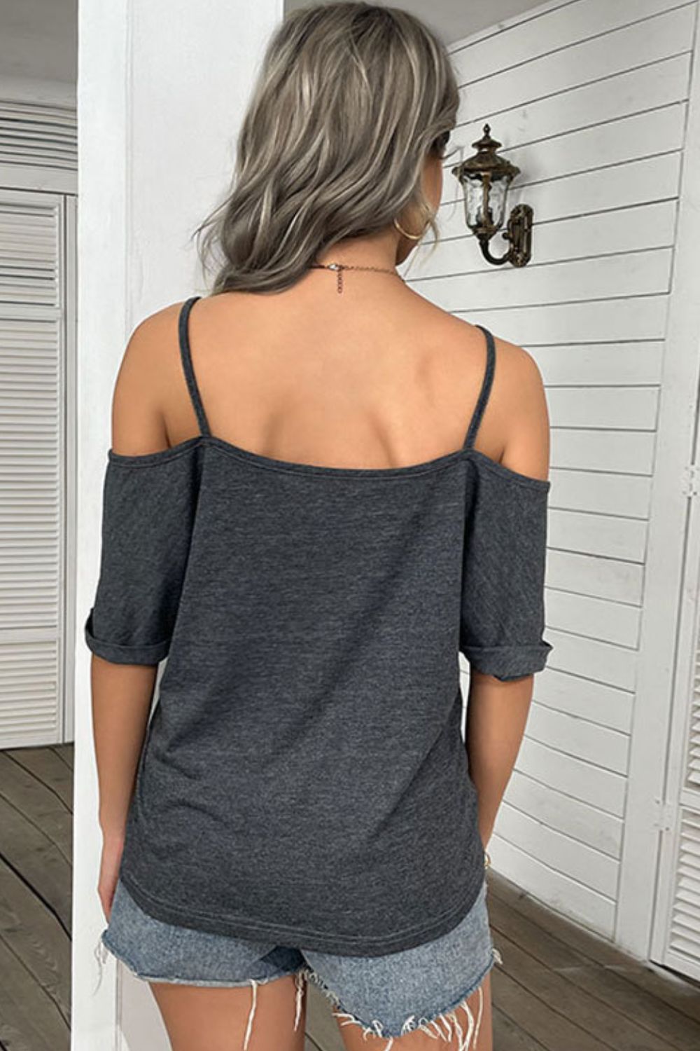 Cold-Shoulder Twist Front Tee Shirt - Shah S. Sahota