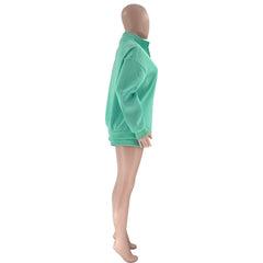 Stand-Up Collar Zipper Pullover Long-Sleeved Sweatshirts & Tie Shorts Lounge Sets - Shah S. Sahota