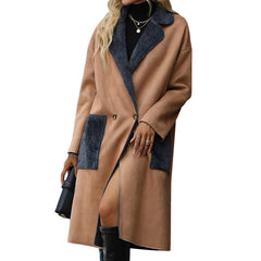 Khaki Lapel Neck Long Overcoat With Pockets - Shah S. Sahota
