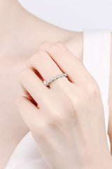 Moissanite Rhodium-Plated Half-Eternity Ring - Shah S. Sahota