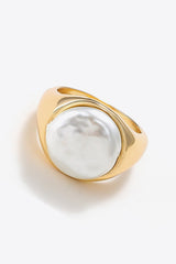 Pearl 18K Gold-Plated Alloy Ring - Shah S. Sahota
