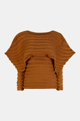 Accordion Pleated Cape Collar Top - Shah S. Sahota