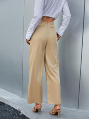 Cutout V-Waist Pleated Wide Leg Pants - Shah S. Sahota