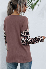 Leopard Drawstring Ruched Deep V Top - Shah S. Sahota
