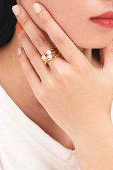 18K Gold-Plated Three Pearl Ring
