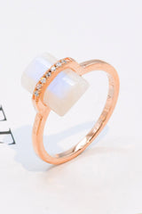 Natural Moonstone Platinum-Plated Ring - Shah S. Sahota