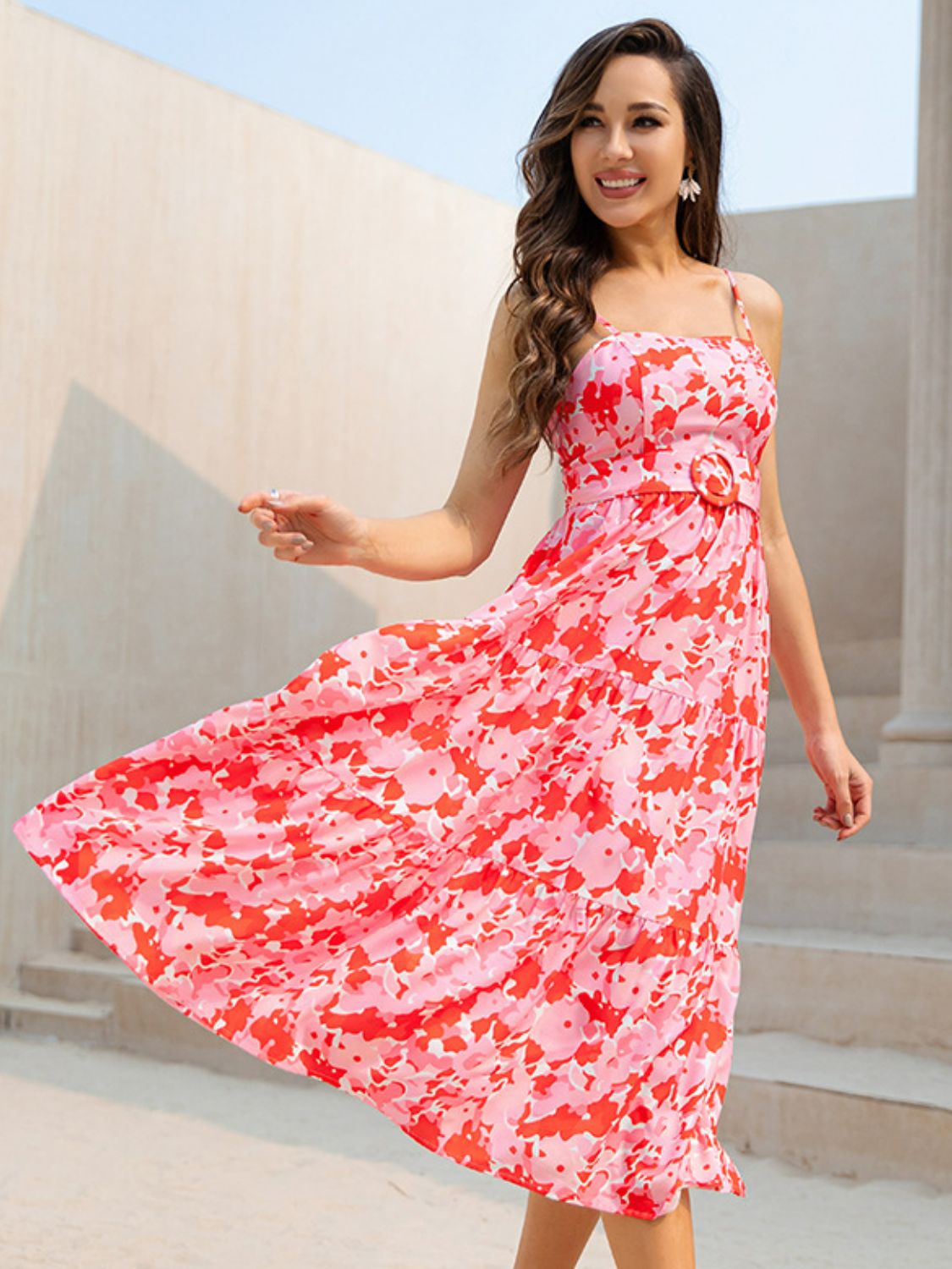Floral Spaghetti Strap Tiered Dress - Shah S. Sahota